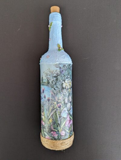 Decorated Illuminated Bottle with Butterflies by Riverside - Image 3