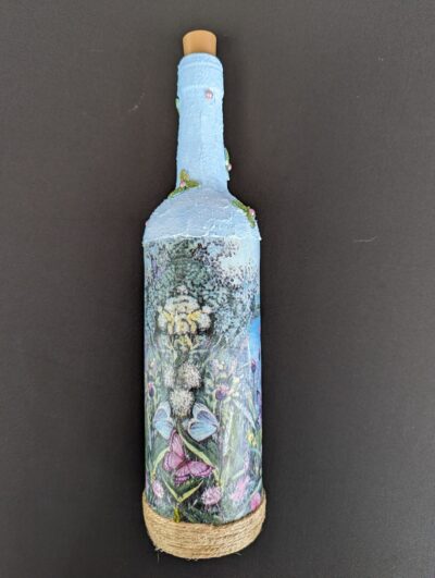 Decorated Illuminated Bottle with Butterflies by Riverside - Image 4