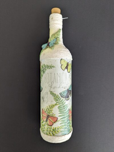 Decorated Illuminated Bottle with Butterflies and Ferns - Image 2