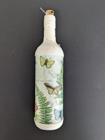 Decorated Illuminated Bottle with Butterflies and Ferns - Image 3