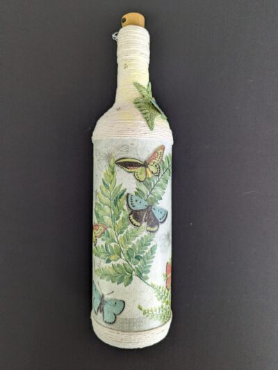 Decorated Illuminated Bottle with Butterflies and Ferns - Image 4