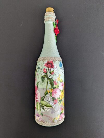 Decorated Illuminated Bottle with Flowers - Image 4