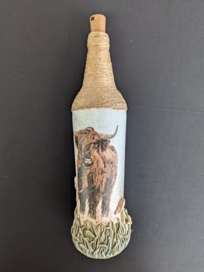 Decorated Illuminated Bottle with Buffalo