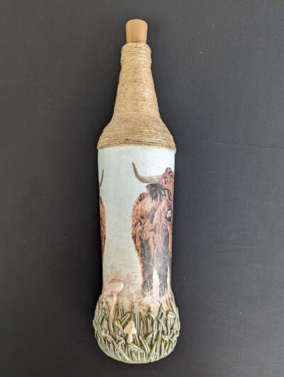 Decorated Illuminated Bottle with Buffalo - Image 2