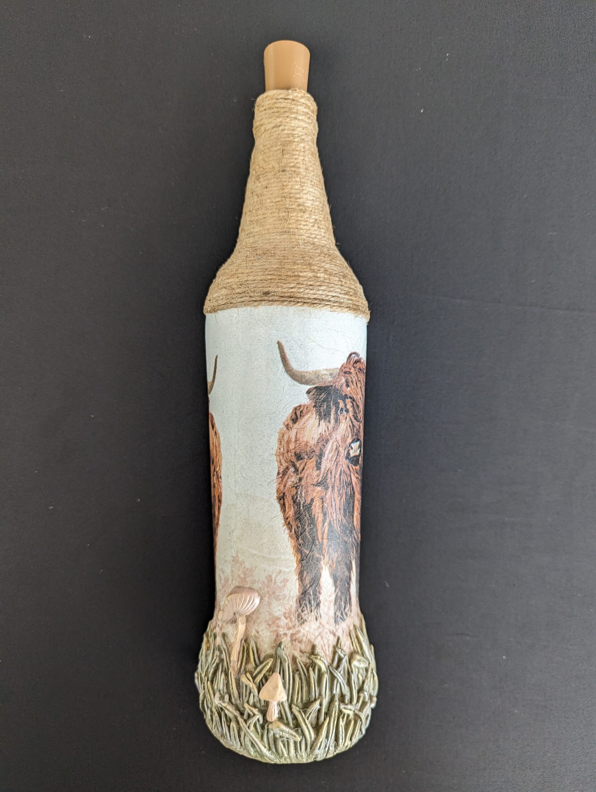 Decorated Illuminated Bottle with Buffalo