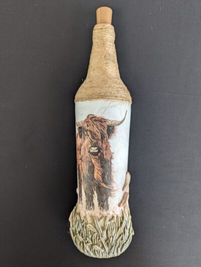 Decorated Illuminated Bottle with Buffalo - Image 3