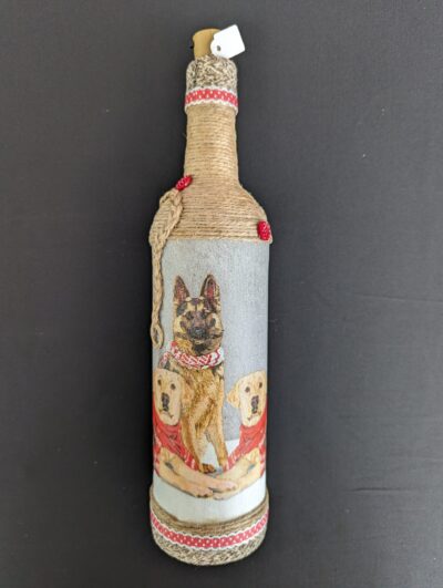 Decorated Illuminated Bottle with Dogs