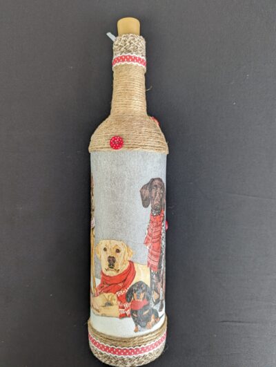 Decorated Illuminated Bottle with Dogs - Image 2