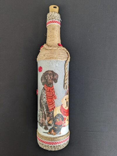 Decorated Illuminated Bottle with Dogs - Image 4