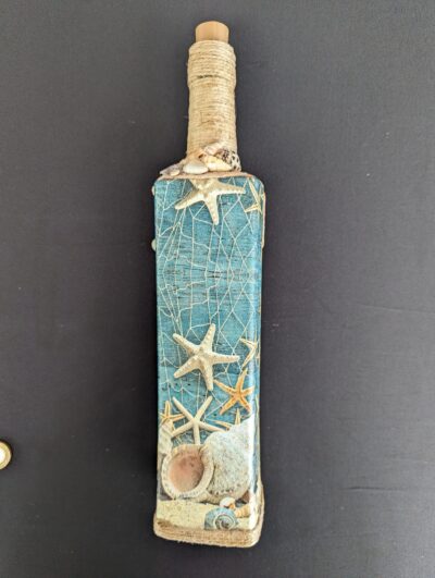 Decorated Illuminated Bottle with Nautical Theme - Image 3