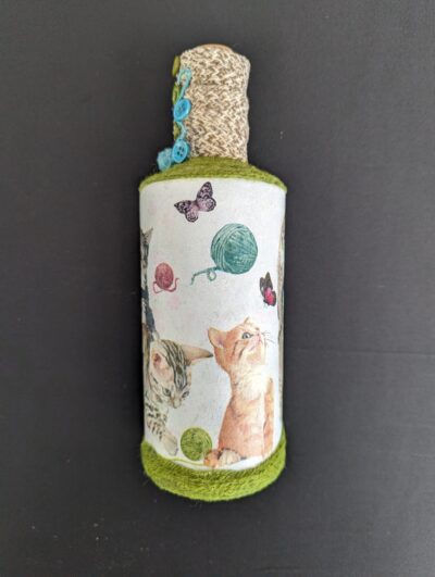 Decorated Illuminated Bottle with Kittens - Image 2