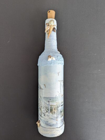 Decorated Illuminated Bottle with Beach Home Scene - Image 2