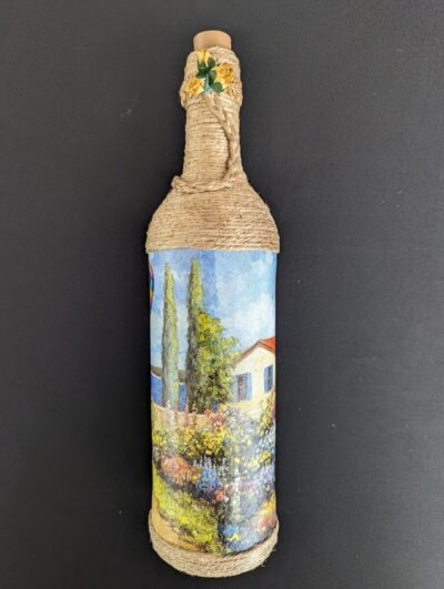 Decorated Illuminated Bottle with Hot Air Balloons by Sea - Image 4