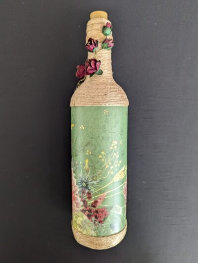 Decorated Illuminated Bottle with Flowers 2 - Image 2