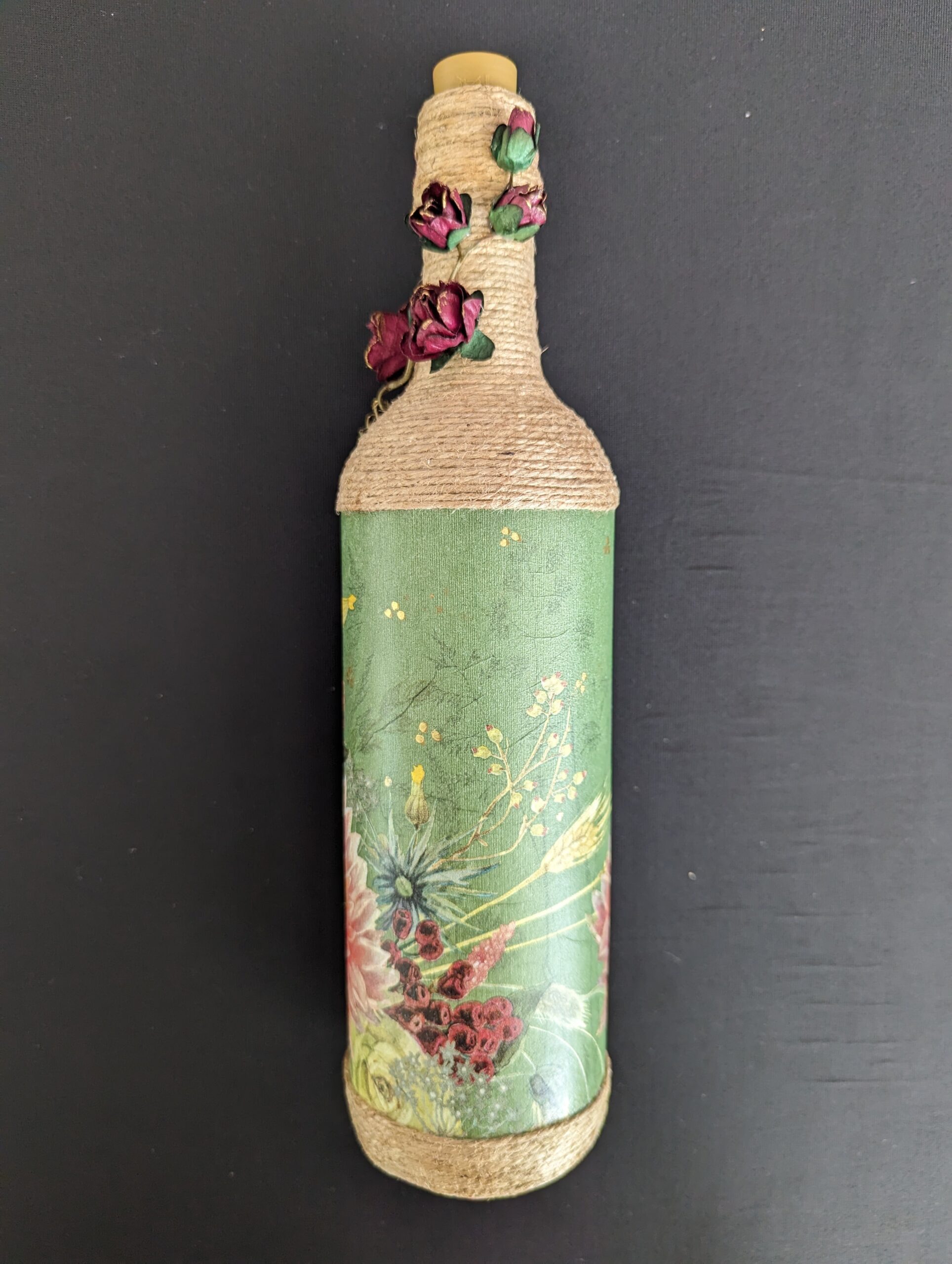 Decorated Illuminated Bottle with Flowers 2