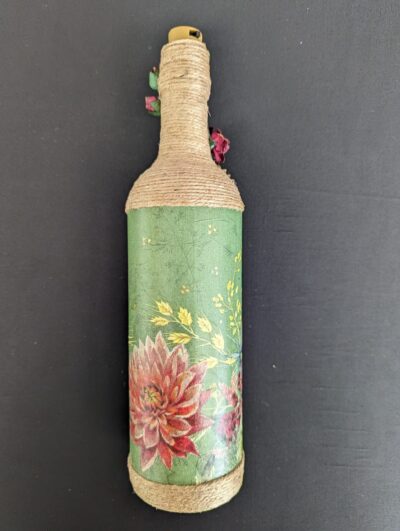 Decorated Illuminated Bottle with Flowers 2 - Image 4