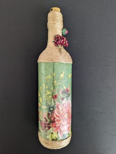 Decorated Illuminated Bottle with Flowers 2